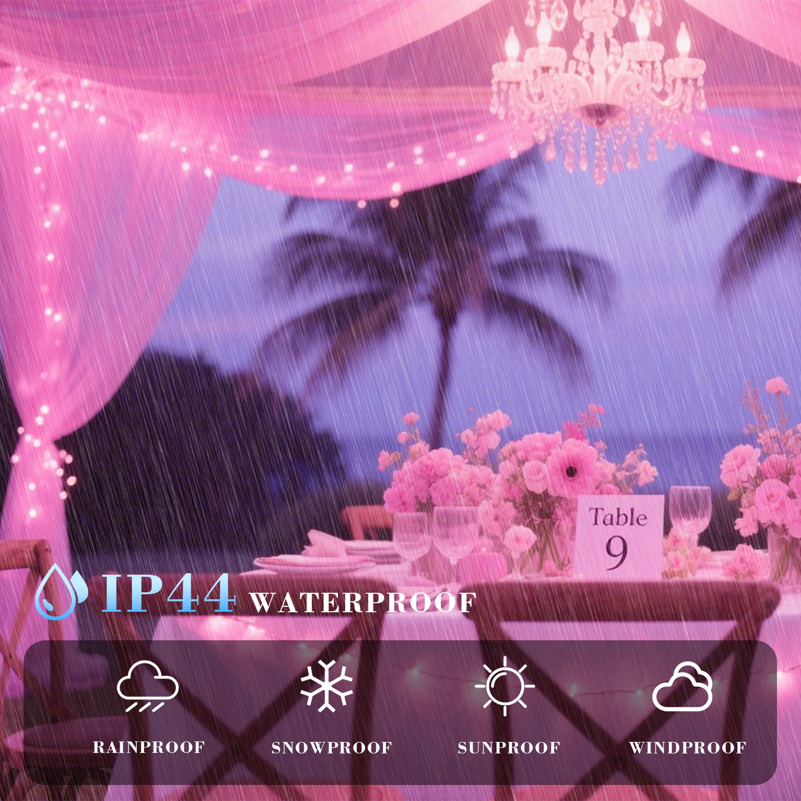 Quntis Pink&Cool White LED Christmas String Lights 40M 400LEDs 8 Mode IP44 Waterproof Fairy Lights Mains Powered for Home Garden Patio Chirstmas Tree Xmas Wedding Decoration