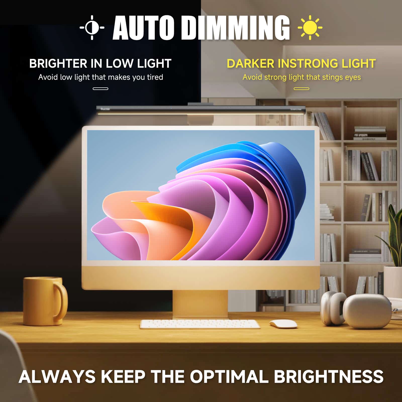 LED Bildschirm Linear Classic, Monitor Lichtleiste für gebogene Monitore/Kamerabasis (15,7 Zoll)