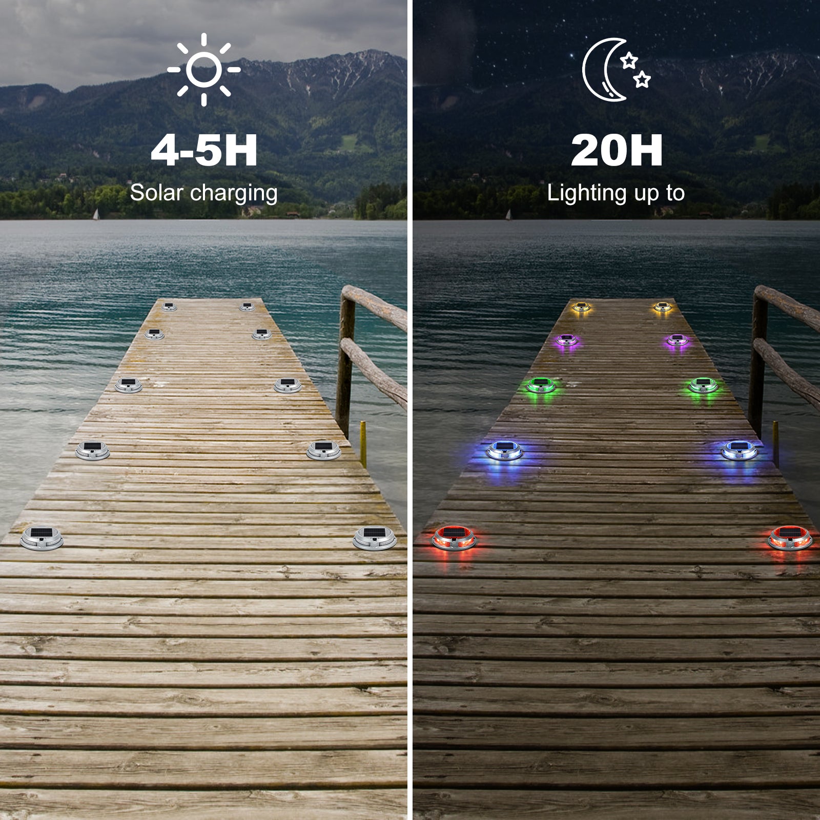 Solar Deck Lights – RGB wasserdichte IP68 Außen-LED-Lichter für Wege & Garten