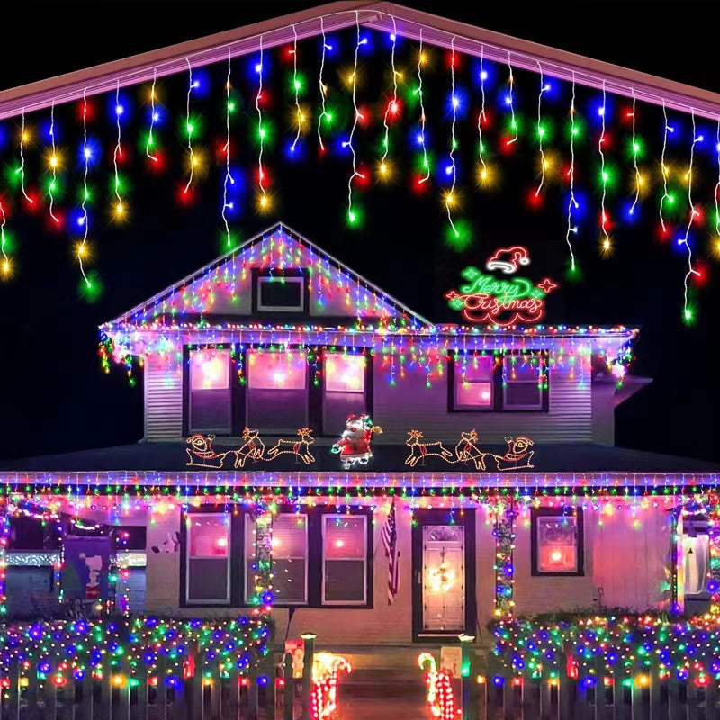 Quntis 19.7フィート 150 LED ソーラーカーテンライト – アウトドアホリデー&クリスマスデコレーション用のきらめくフェアリーライト
