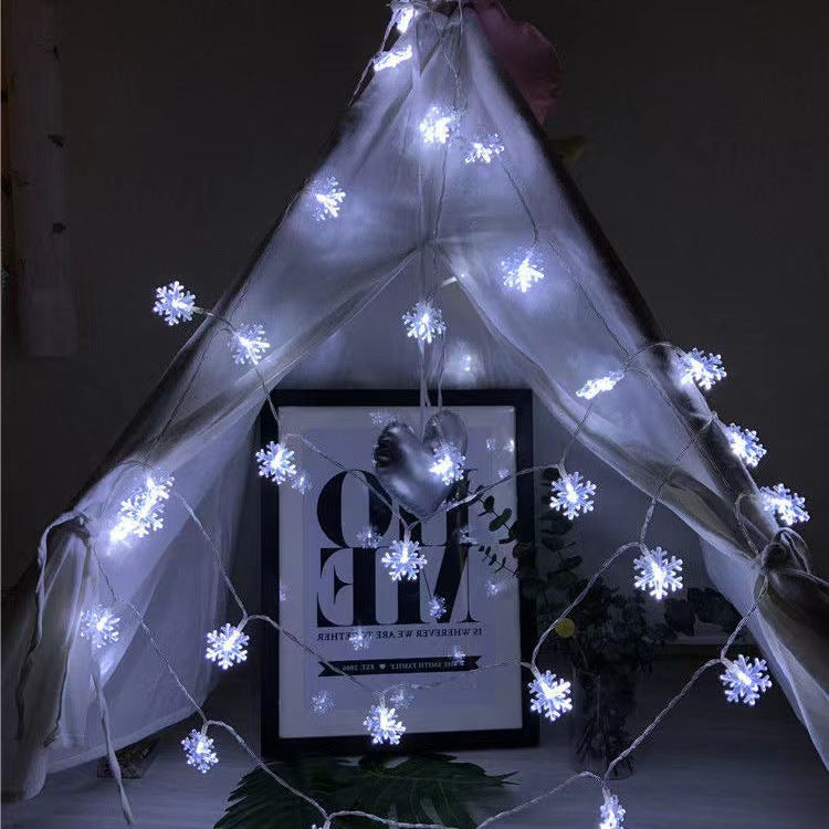 Quntis 10M 80-LED 雪の結晶ストリングライト リモコン付き、バッテリー駆動、IP66 防水 - クリスマス&ホリデーデコ用の8モード