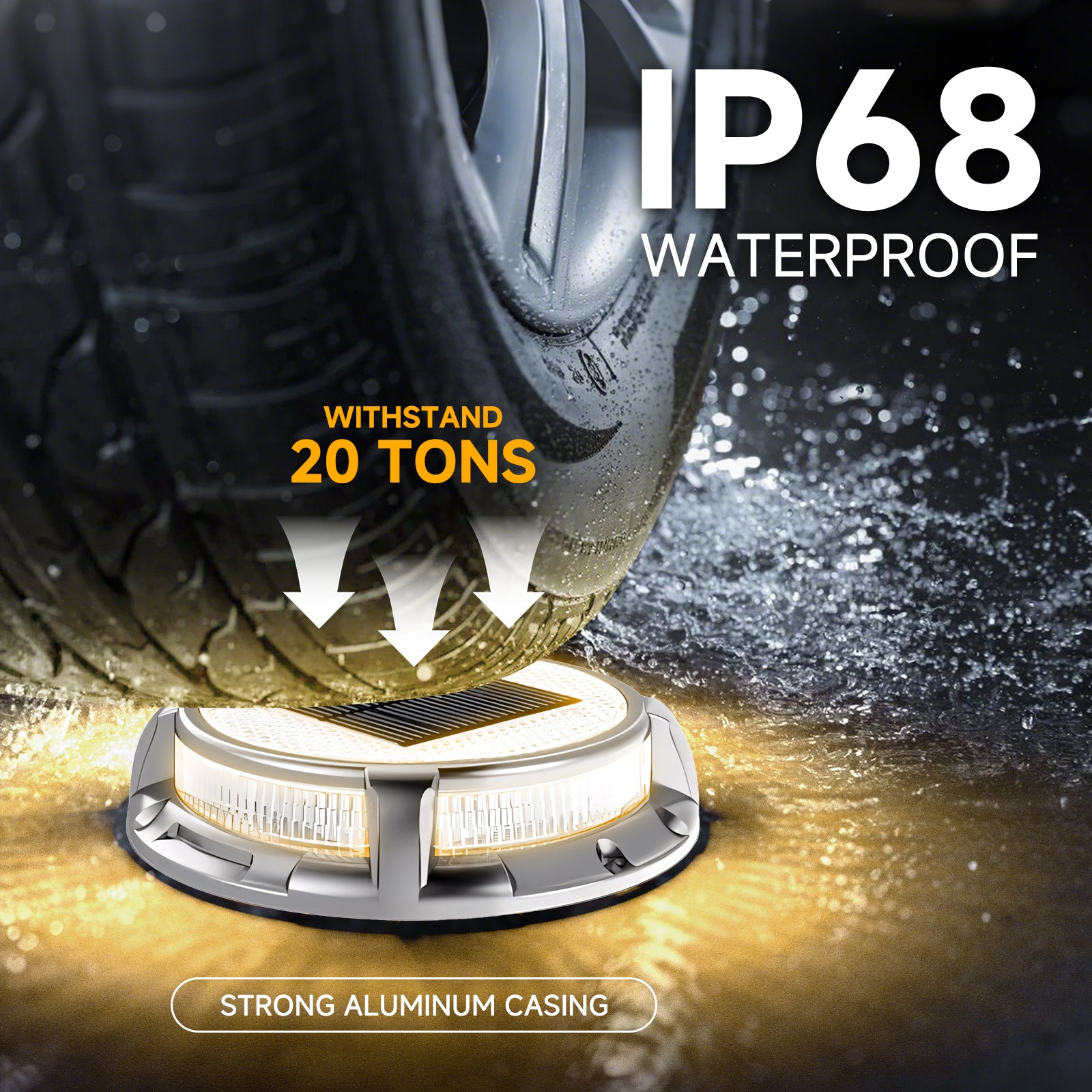 Solar Decklichter, 3 Farben in 1 Solarlichter für den Außenbereich, IP68 wasserdichte Solar-Docklichter mit Erdspießen, breiter Beleuchtungsbereich für Einfahrt, Garten, Treppe, Weg und Gehweg.