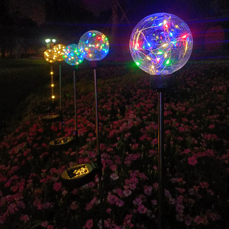 Glowing Copper Wire Lawn Lights – Solar-Powered Garden Stake Lights for Villa, Patio & Outdoor Decor, Decorative LED Ball Christmas Stake Lights, 1 Piece
