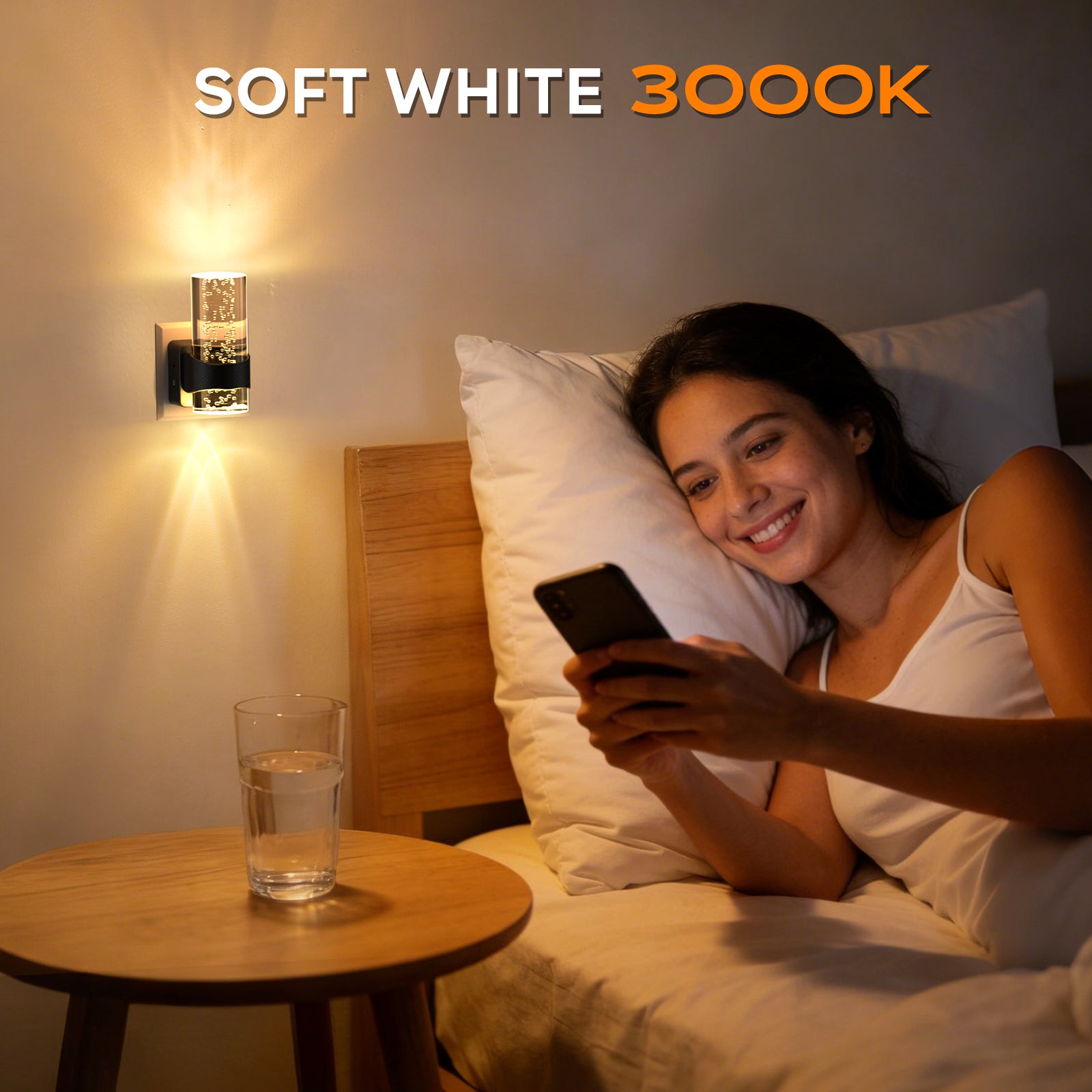 2-Pack Circular Crystal Bubble Lamps: Eye-Care Soft Lighting, Sleek Black Base for Bedroom & Hallway