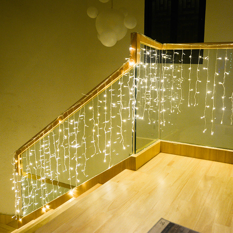 Quntis IP67 Waterproof Plug-in LED Icicle Curtain Lights – Starry String Lights for Christmas Tree, Outdoor & Indoor Holiday Decoration