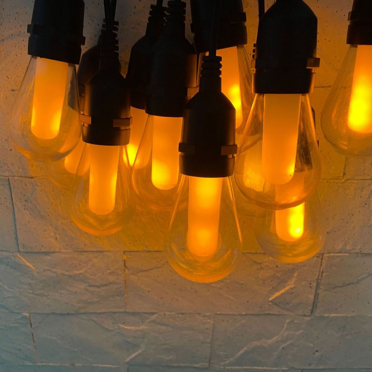 Solar S14 Flame String Lights Outdoor (7.3M 12 Bulbs), Decorative Torch Lights, Solar Powered Flickering Flame Lights, Waterproof Patio Garden Ambiance Lighting