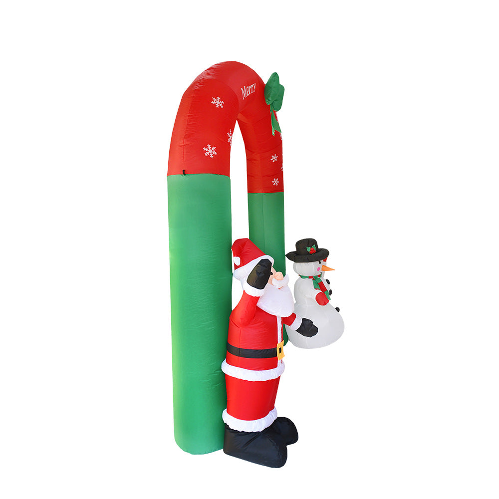 2,4 m aufblasbarer Weihnachtsbogen – Weihnachtsmann- und Schneemann-Garten-Dekoration mit 3 LED-Lichtern