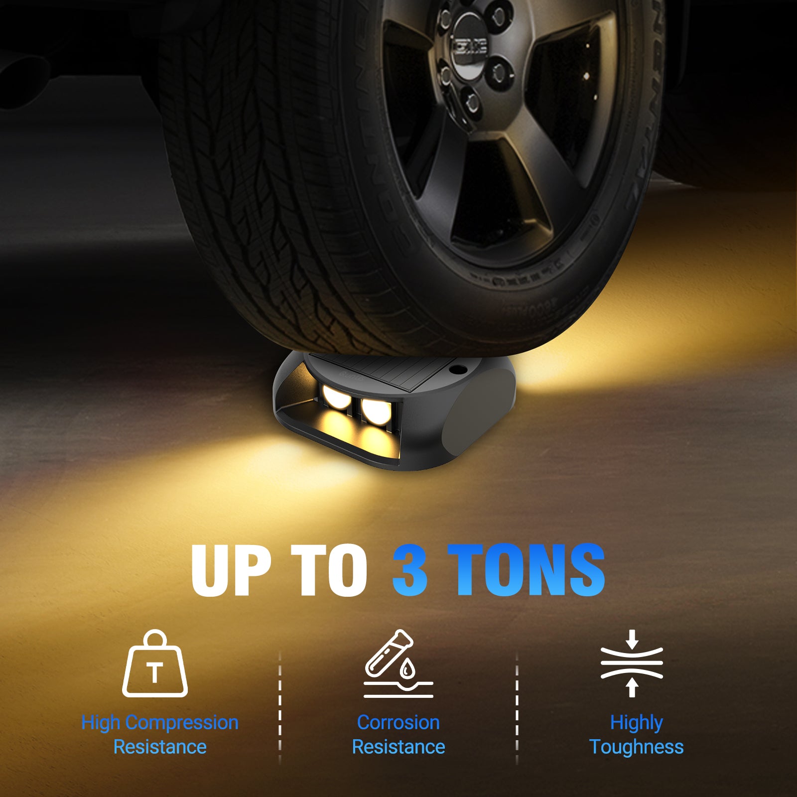 Quntis Solar Deck Lights, Two-Way LED Dusk to Dawn Ground Lights, IP65 Waterproof Outdoor Lighting for Deck and Pathway