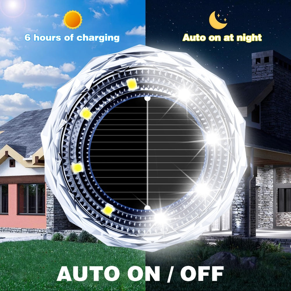 Solar Powered Diamond Ground Lights(4pcs) – Waterproof Outdoor Garden Pathway Lamps for Yard, Patio, and Lawn Decoration