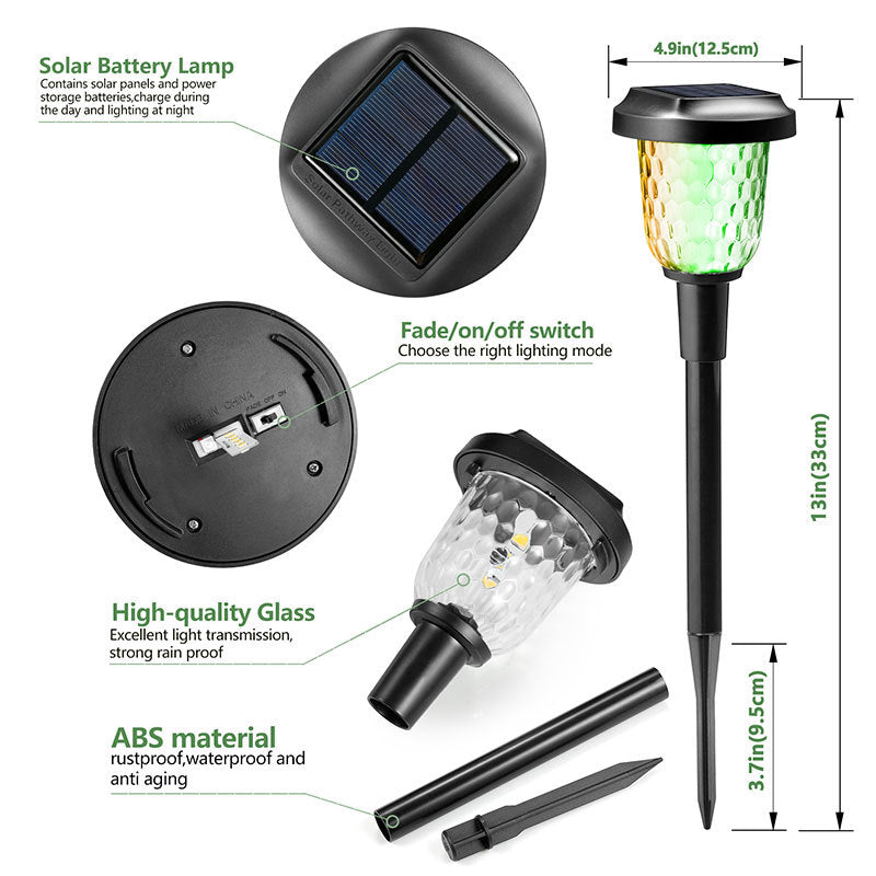 Dynamic Solar Lawn Light with Glass Light Projection Effect, Outdoor Garden Landscape Stake Light for Pathway and Yard Lighting