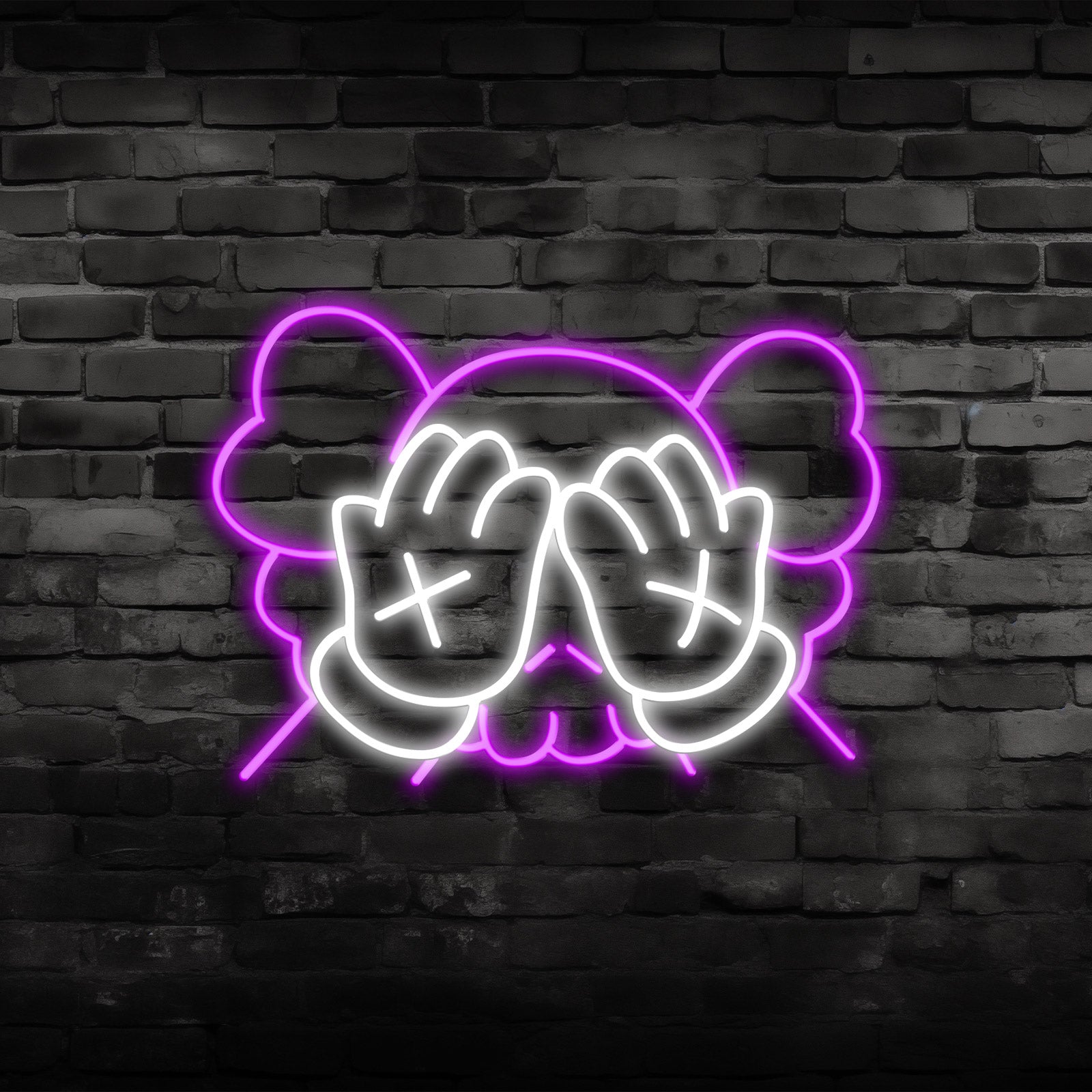 KAWS-Inspired Cartoon Hands Neon Sign for Modern Art Spaces and Studios