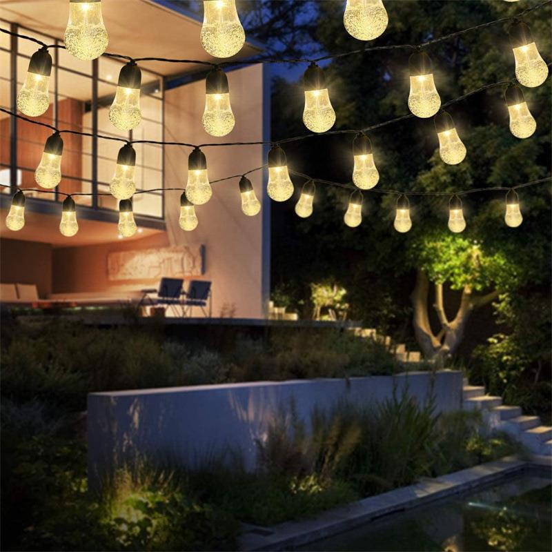 Quntis IP65 Solar String Lights – Outdoor Yard Decor with Colored LED Crystal Bubble Lights for Christmas & Holiday Decor, Garden & Patio Lighting