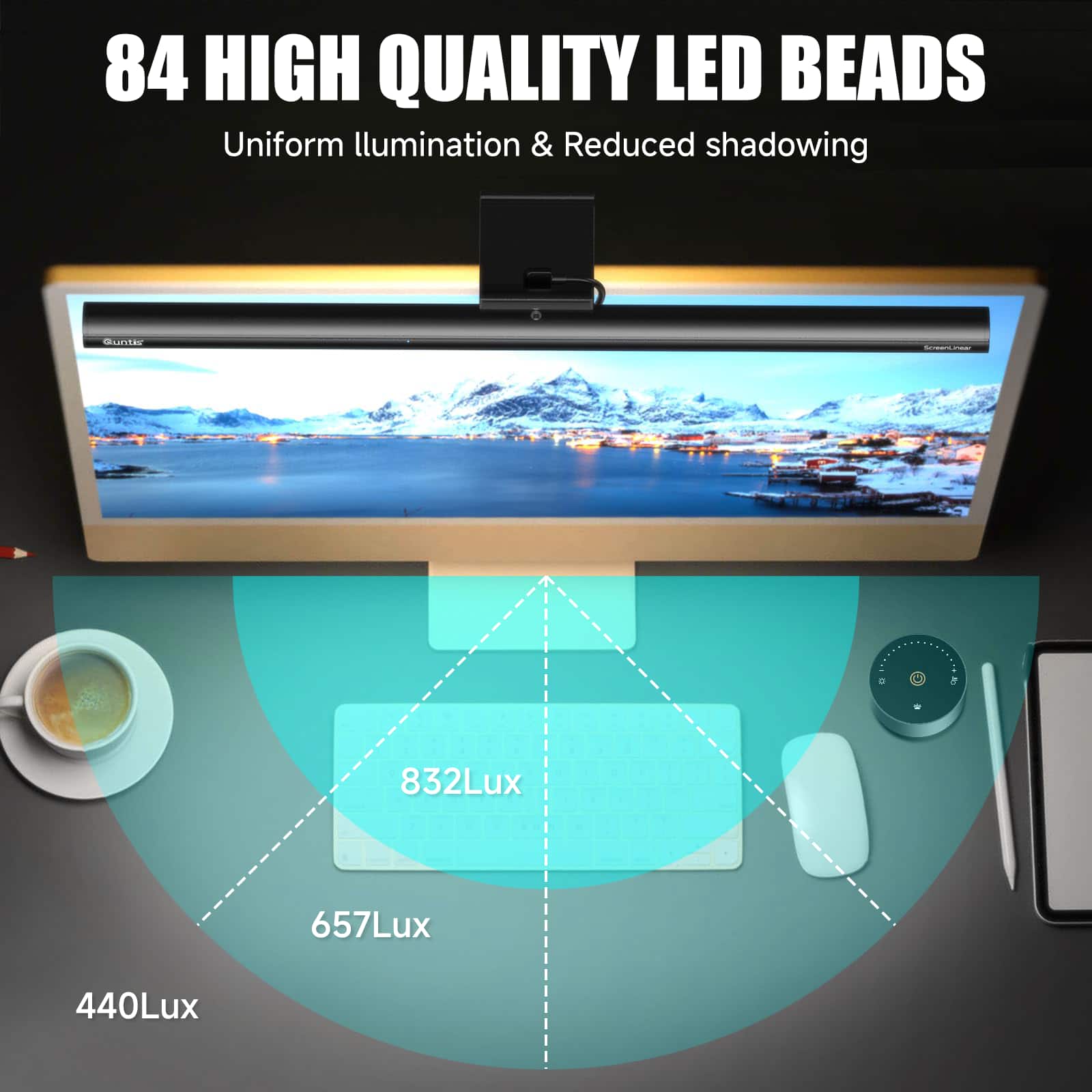 LED Bildschirm Linear Classic, Monitor Lichtleiste für gebogene Monitore/Kamerabasis (15,7 Zoll)