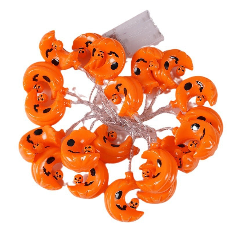Crescent Moon and Skull Halloween String Lights - Soft Ambient Glow for Indoor & Outdoor Decor, Battery-Powered and Durable for Parties and Spooky Celebrations