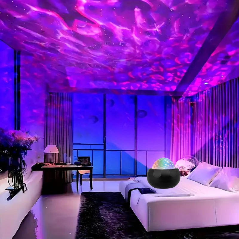 Northern Lights Aurora Projector Lamp – RGB Water Ripple Galaxy Night Light, USB Decorative Ambient Light for Bedroom & Parties