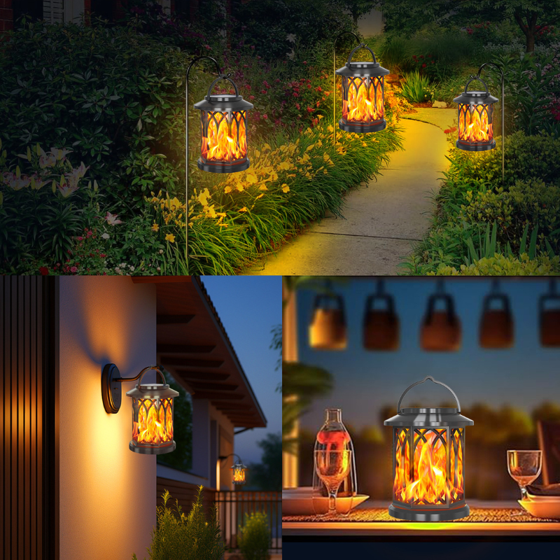 3-in-1 Solar Flame Lantern – Outdoor Hanging,Ground Stake & Camping Light,Waterproof Flickering Torch for Garden, Patio, Pathway