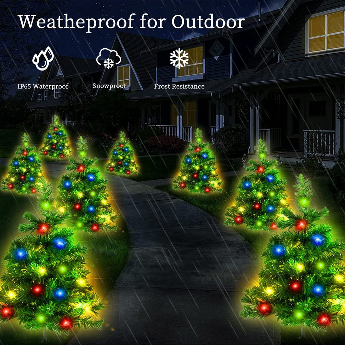 Quntis Solar Christmas Tree Lights – 1-to-4 Set Outdoor Garden & Lawn Solar Decor, Holiday Landscape LED Lighting, Yard & Patio Decoration
