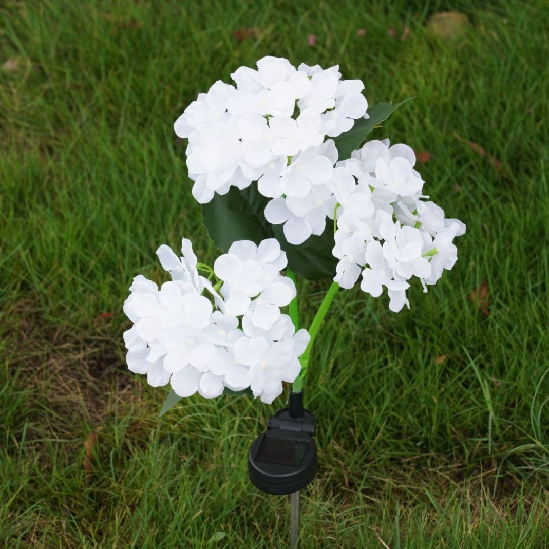 Solar Hydrangea LED Lights Outdoor (4 Pack), Waterproof Garden Decorative Lights, Realistic Flower Landscape Lights for Yard, Patio, Lawn, and Pathway
