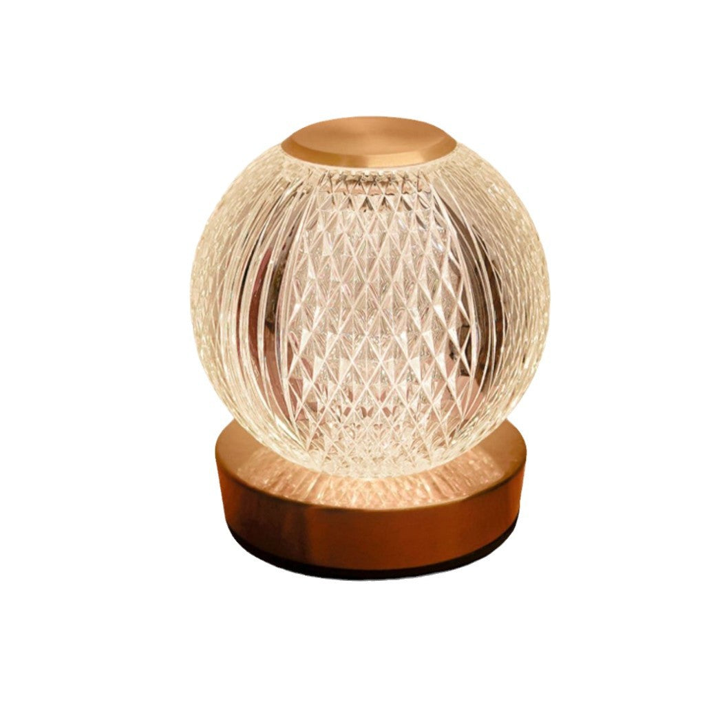 مصباح طاولة كرة بلورية ماسية يعمل بالبطارية - ضوء مزاج LED قابل للتعديل لغرفة النوم أو الطاولة الجانبية أو البار