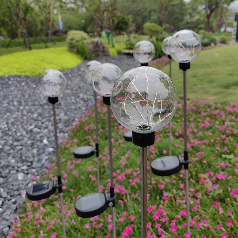أضواء حديقة سلك النحاس المتوهج - أضواء دعامات تعمل بالطاقة الشمسية لتزيين الفيلات والفناء، أضواء دعامات كروية LED زينة عيد الميلاد قطعة واحدة