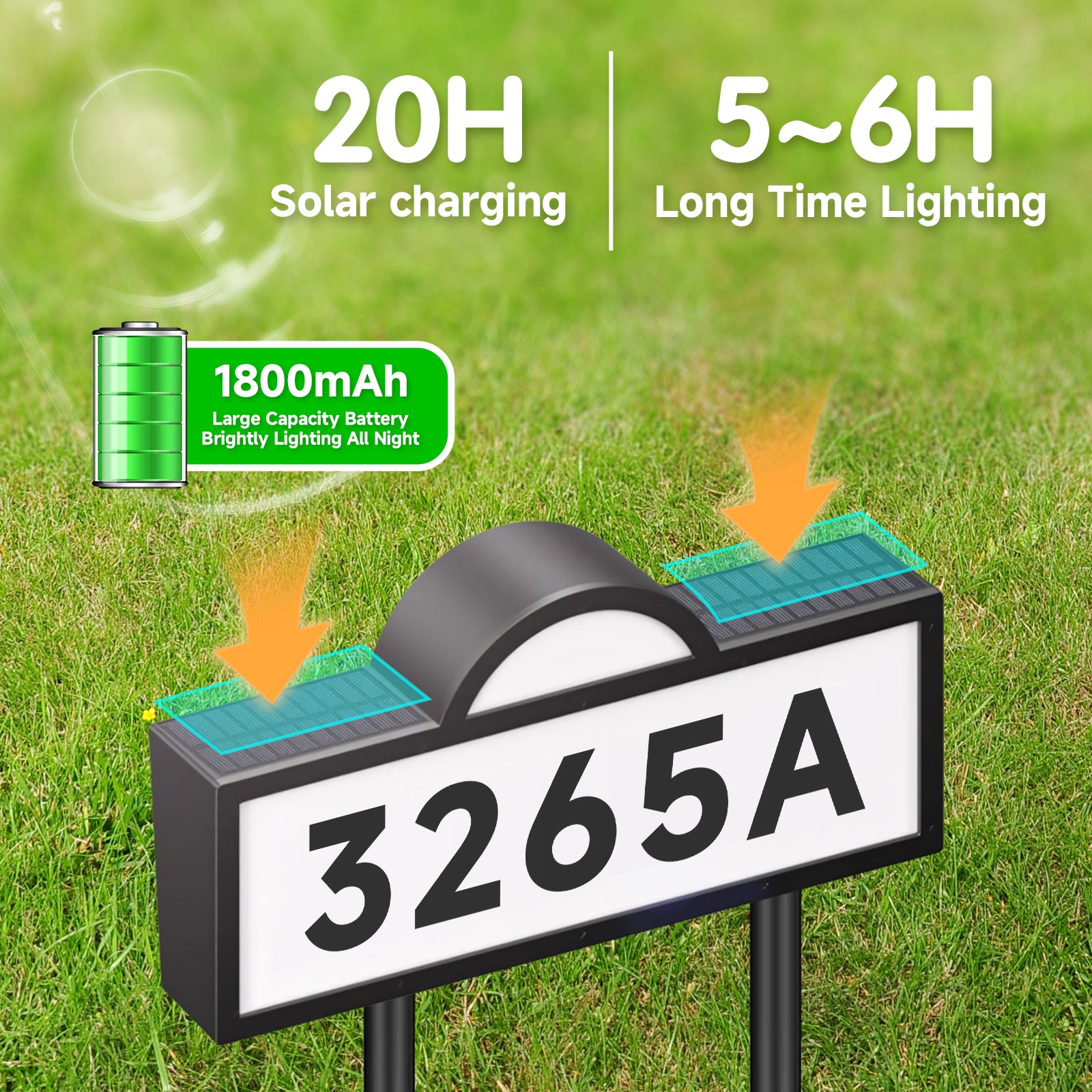 Quntis Panneaux de Numéro de Maison Illuminés à LED Étanches Alimentés par Solaire 3 Couleurs