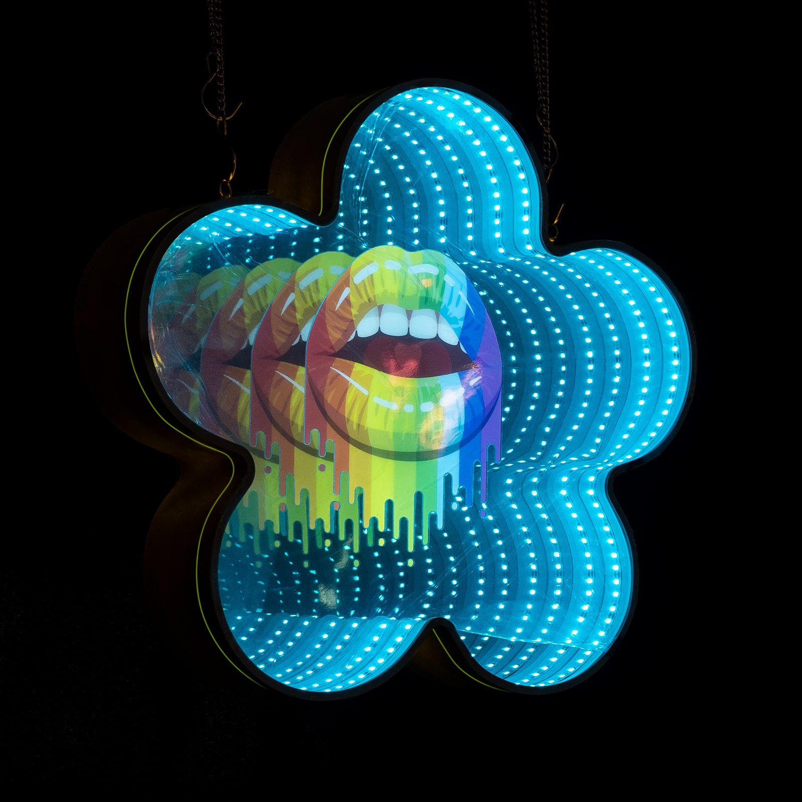 Infinity Mirror Neon Lips 3D Sexy Lip Neon Sign, LED Wall Art for Bedroom, Bar, Game Room, Aesthetic Decor