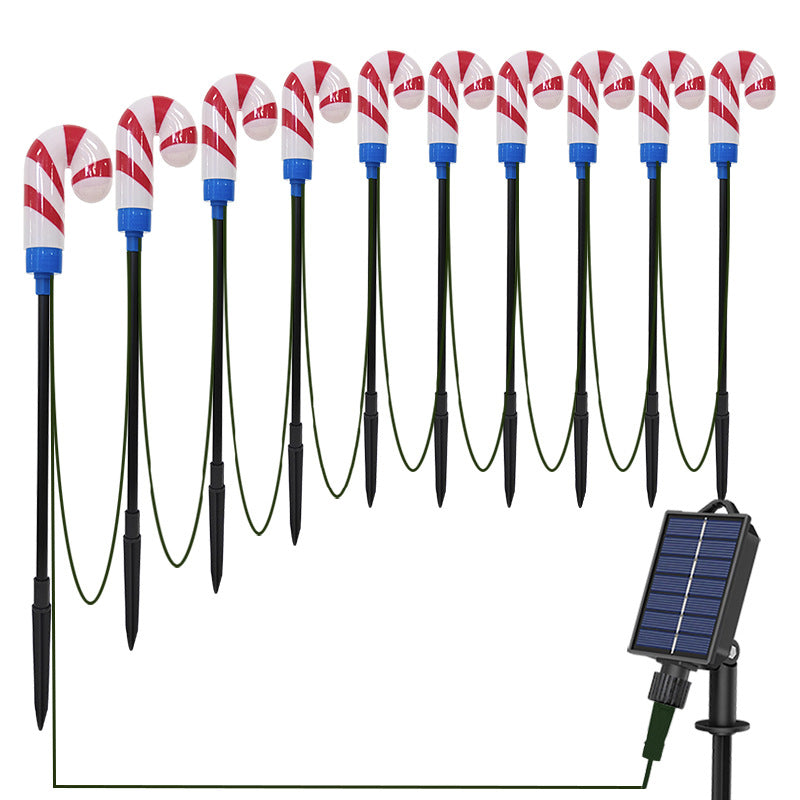 Solar-Powered Candy Cane Christmas Lights – Outdoor Garden & Yard LED Stake Lights, 1-to-10 Christmas Ground Stake Set, Holiday Patio Decor