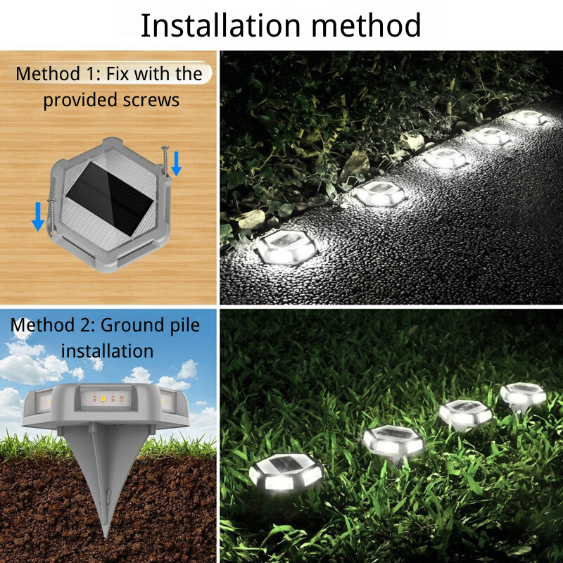 (4 Pack)New Solar Ground Lights – IP65 Waterproof Outdoor Garden, Lawn & Stair Step Lights