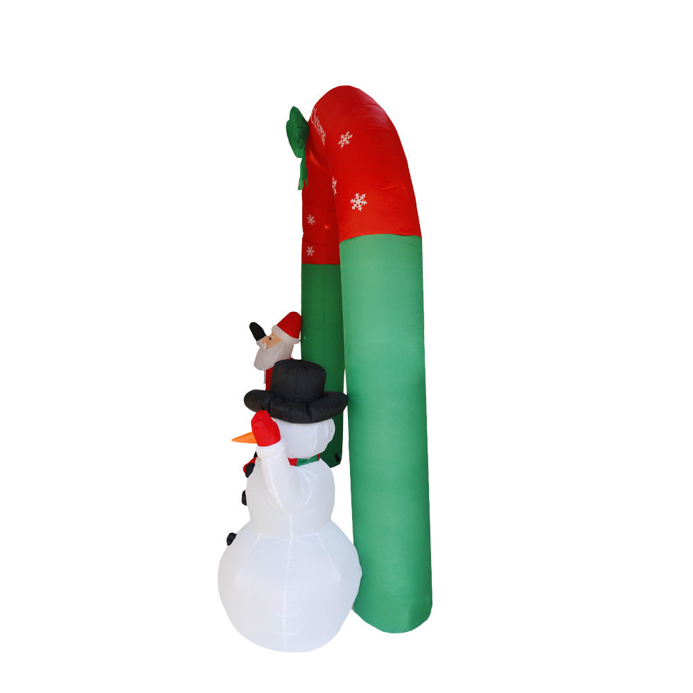 2,4 m aufblasbarer Weihnachtsbogen – Weihnachtsmann- und Schneemann-Garten-Dekoration mit 3 LED-Lichtern