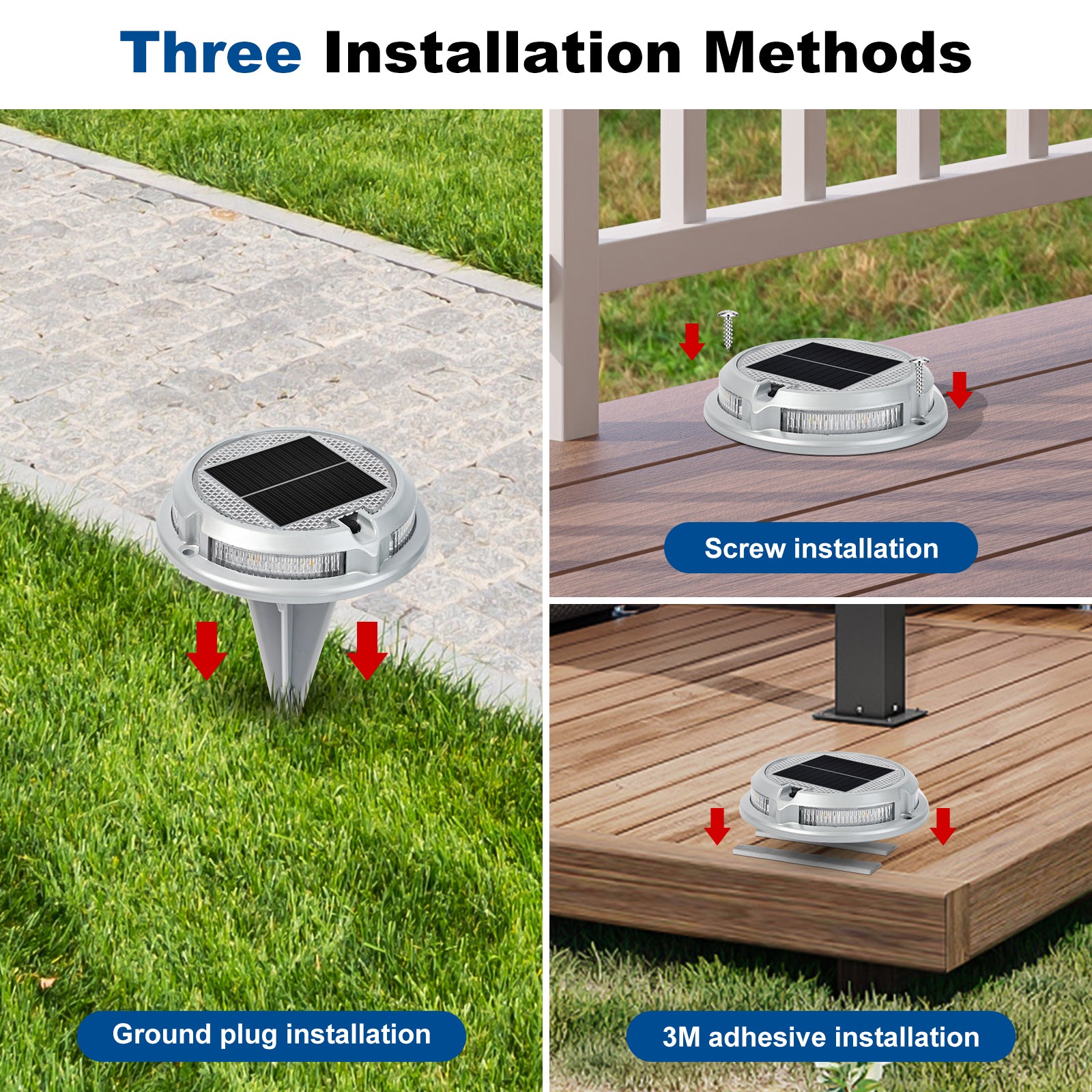 Solar Deck Lights – RGB wasserdichte IP68 Außen-LED-Lichter für Wege & Garten