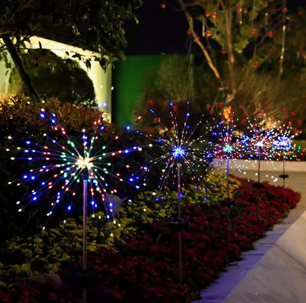 Quntis IP65 8-Modelle 200 Lichter Solar Außen Garten Weihnachtslichter – Wasserdichte Stake Feenlichter, Feuerwerk- & Löwenzahn-Designs für festliche Rasen-Dekoration