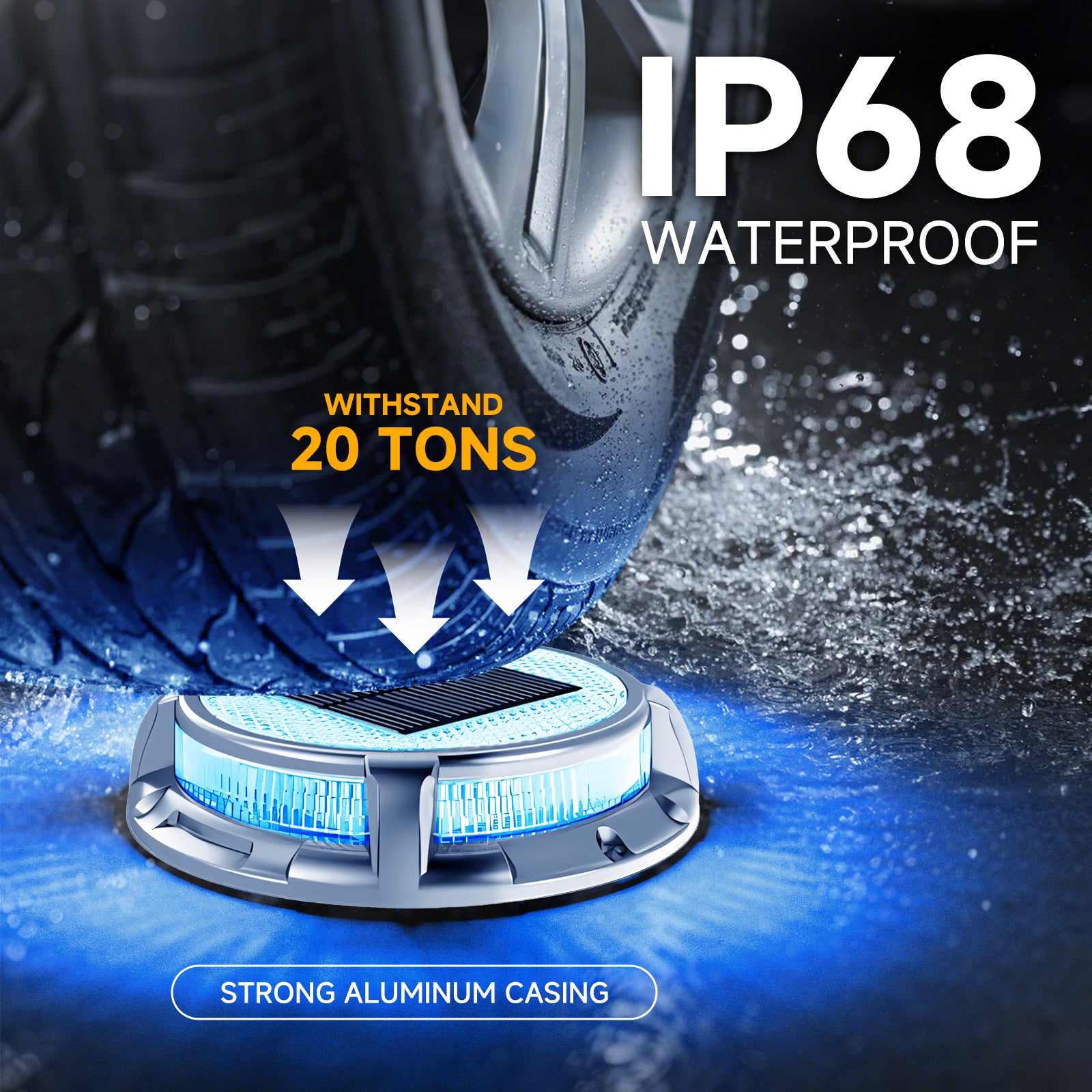 Solar Decklichter, 3 Farben in 1 Solarlichter für den Außenbereich, IP68 wasserdichte Solar-Docklichter mit Erdspießen, breiter Beleuchtungsbereich für Einfahrt, Garten, Treppe, Weg und Gehweg.