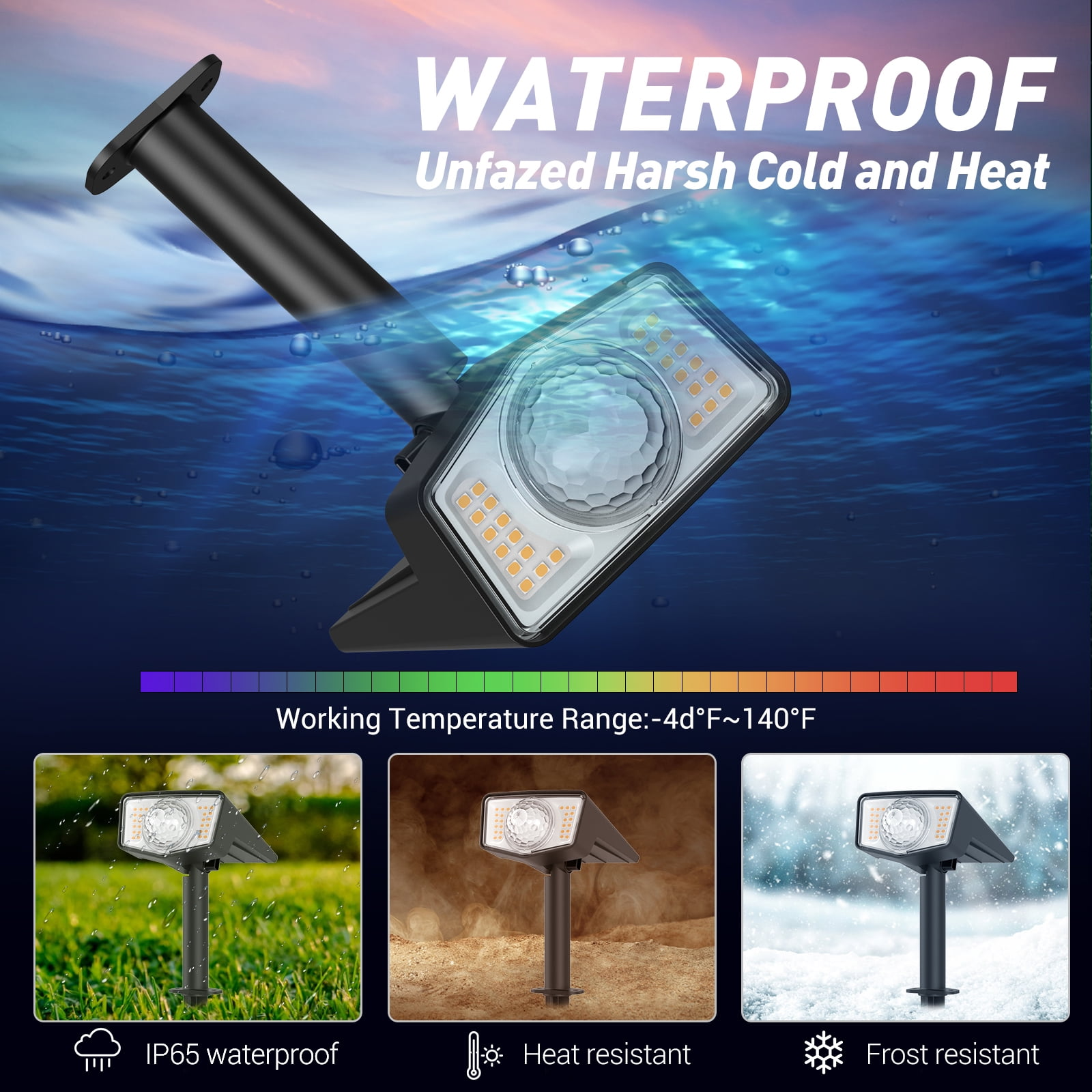 Focos exteriores LED 3000K blanco cálido, IP65 a prueba de agua, (paquete de 4)