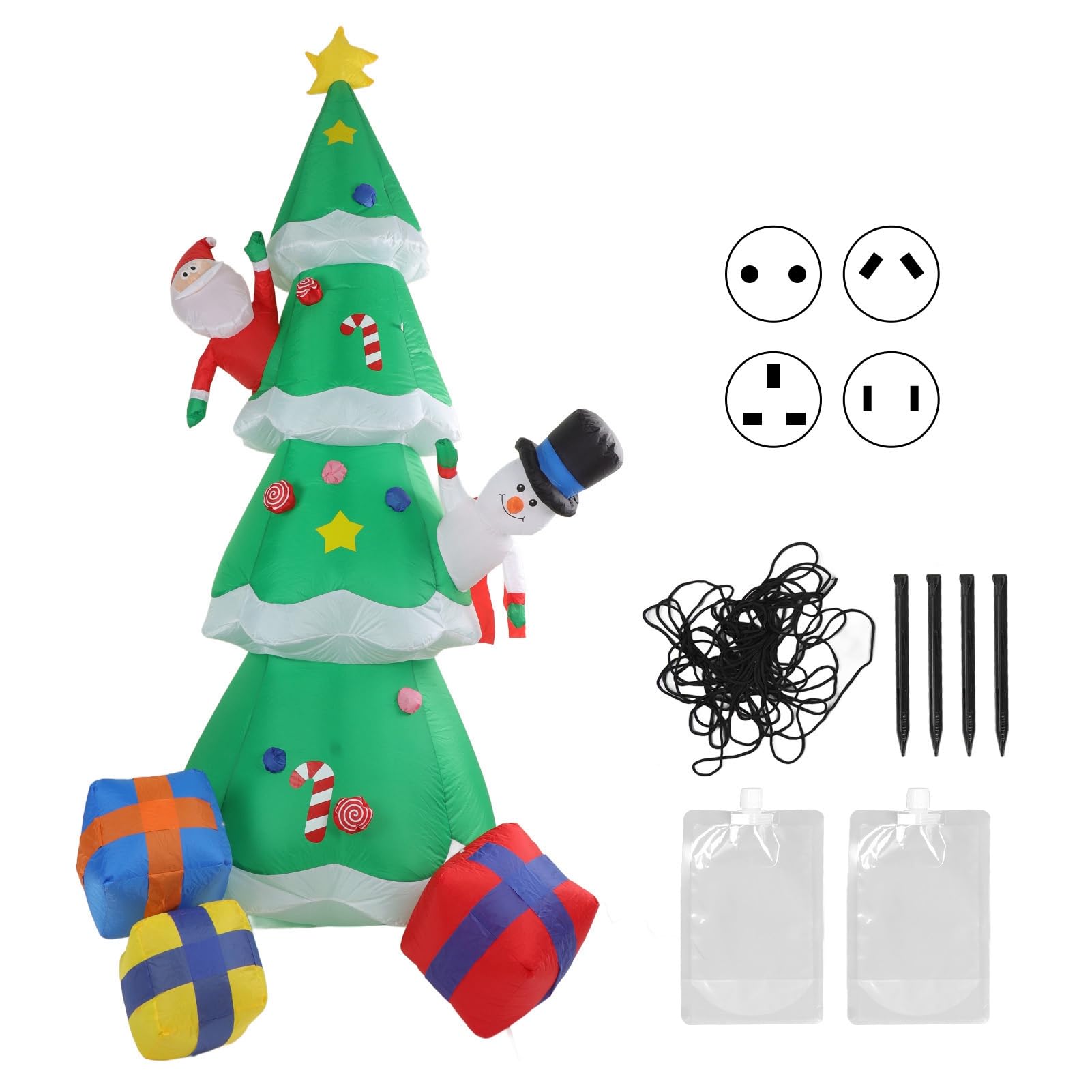 Quntis 8FT Christmas Inflatable Tree, Blow up Santa Snowman with Gift Boxes LED Lighted Xmas Decorations Outdoor Inflatable Christmas Decoration for Indoor Yard Garden(US)