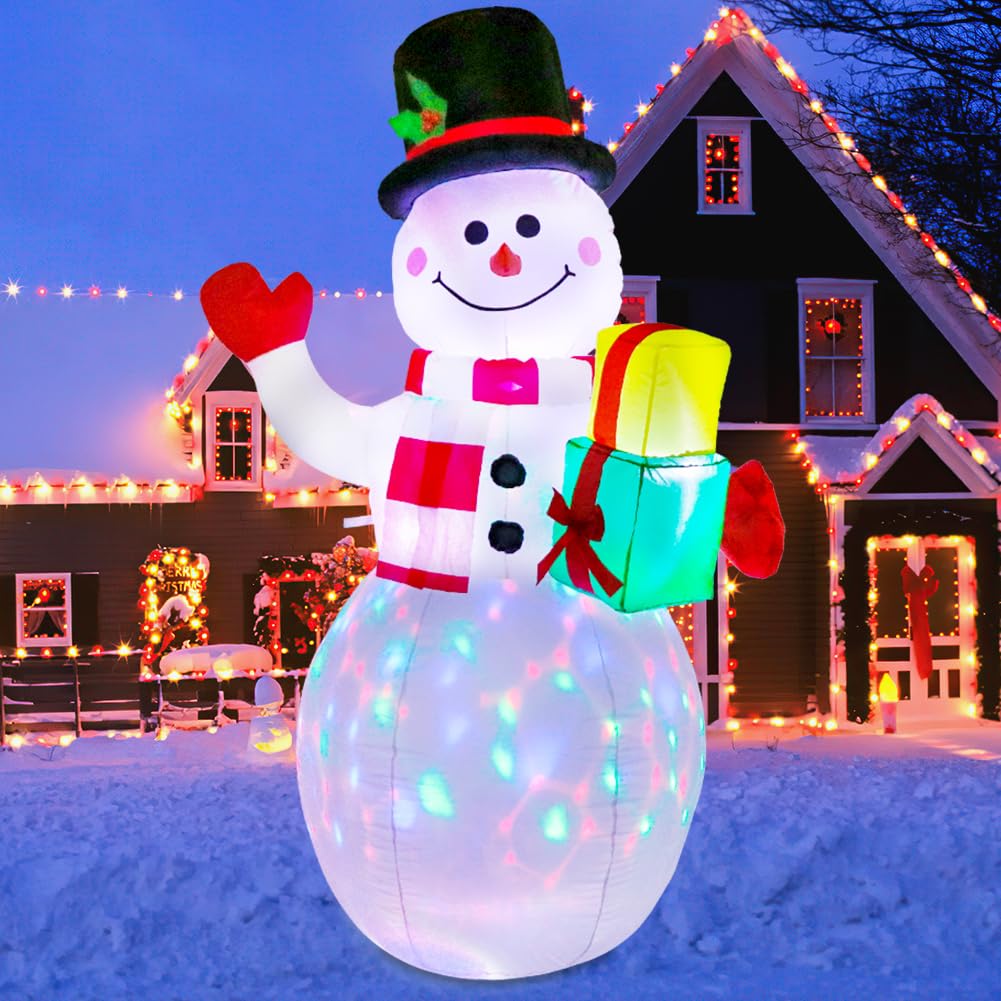 Quntis 5ft Christmas Inflatables Blow Up Yard Decorations, Upgrade Snowman Xmas Inflatable with Rotating LED Lights for Indoor Outdoor Yard Garden Christmas Decorations