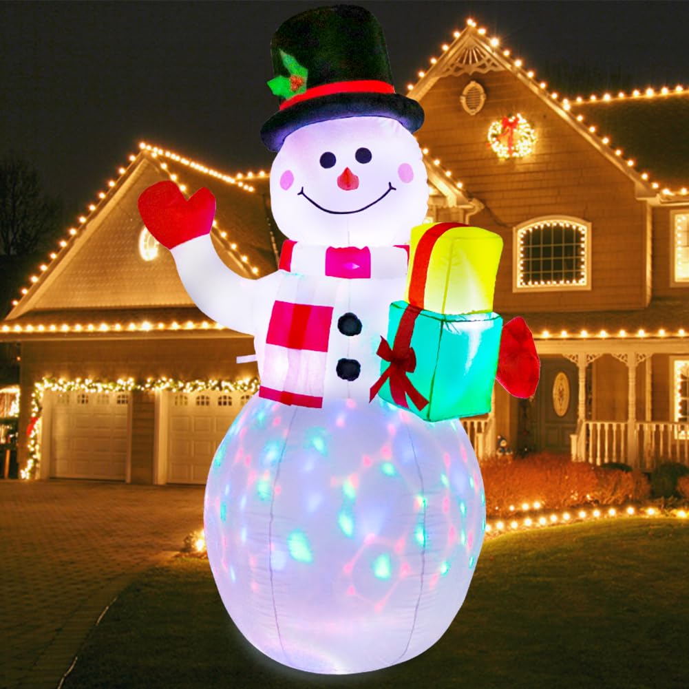 Quntis 5ft Christmas Inflatables Blow Up Yard Decorations, Upgrade Snowman Xmas Inflatable with Rotating LED Lights for Indoor Outdoor Yard Garden Christmas Decorations