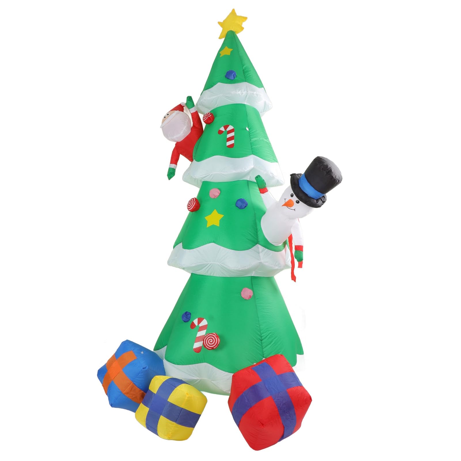 Quntis 8FT Christmas Inflatable Tree, Blow up Santa Snowman with Gift Boxes LED Lighted Xmas Decorations Outdoor Inflatable Christmas Decoration for Indoor Yard Garden(US)