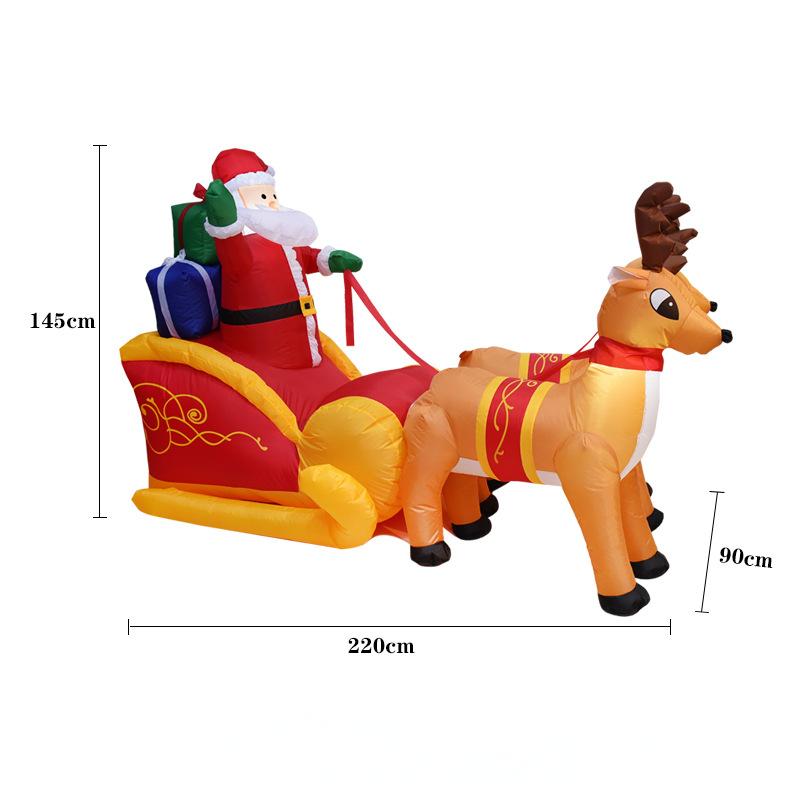 Decoración Inflable de Navidad para el Jardín – Santa con Trineo Tirado por Dos Renos