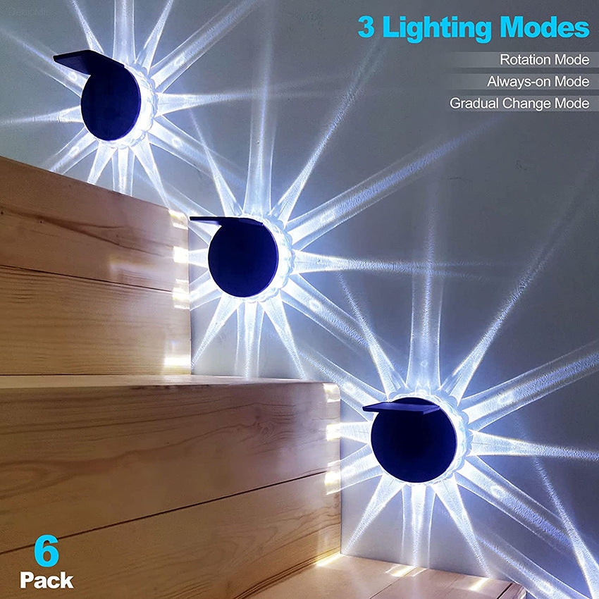 6 Pz Luce da Parete Solare Lampada Solare Luci da Parete Luce Solare per Esterni, Lanterna Solare Ganci Decorativi Led, Luce per Scale Luci in Acrilico per Recinzioni Controllo Luce