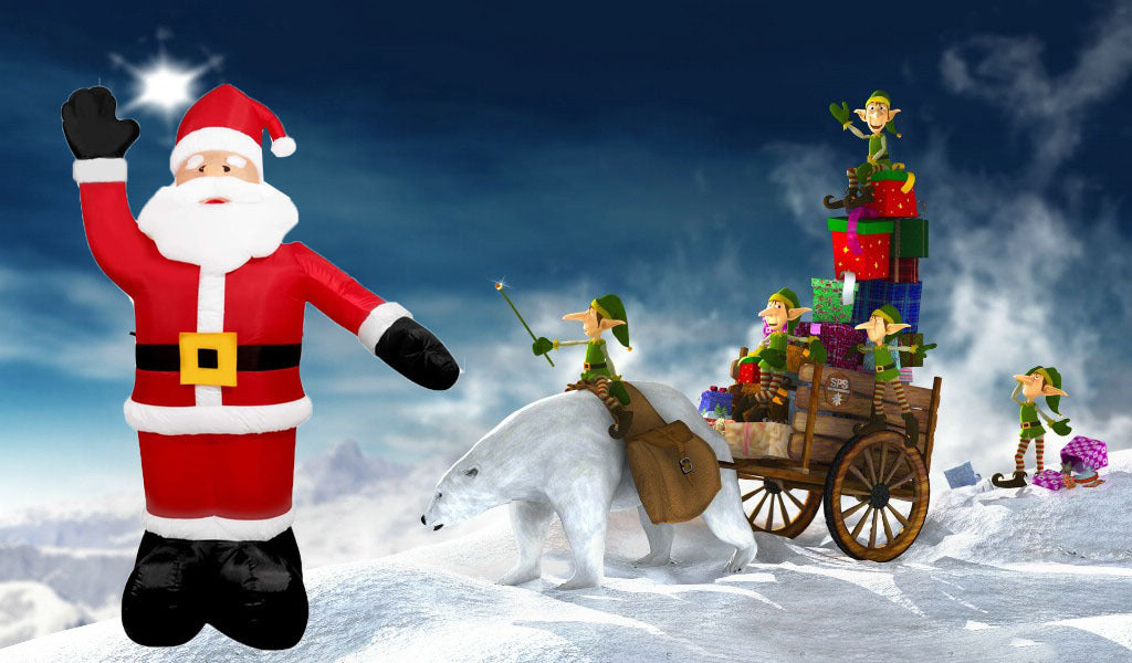 2,4 m Wackelnder Inflatable Santa – LED-beleuchtete Weihnachtsbegrüßungsdekoration