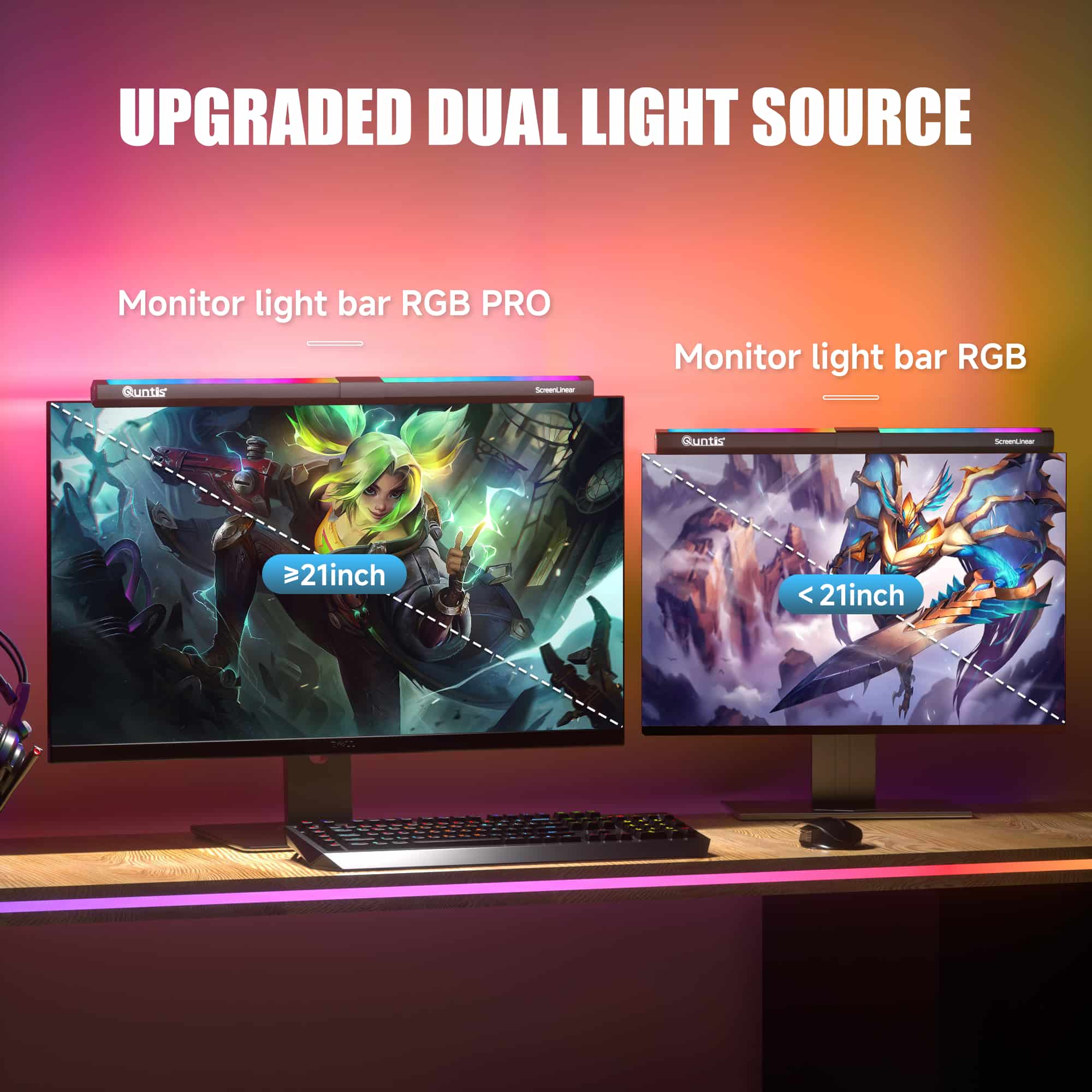 LED ScreenLinear Basic RGB,Eye-Care Dual Light Monitor Light Bar For Gaming (15.7Inch)