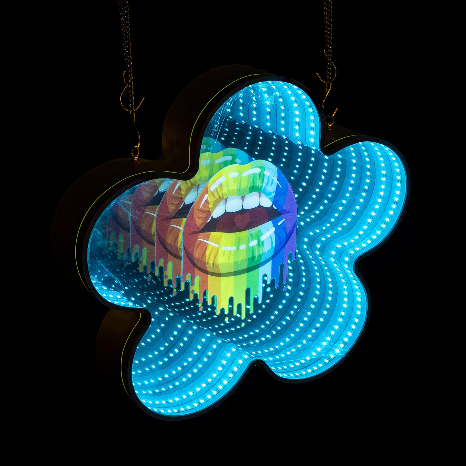 Infinity Mirror Neon Lips 3D Sexy Lip Neon Sign, LED Wall Art for Bedroom, Bar, Game Room, Aesthetic Decor