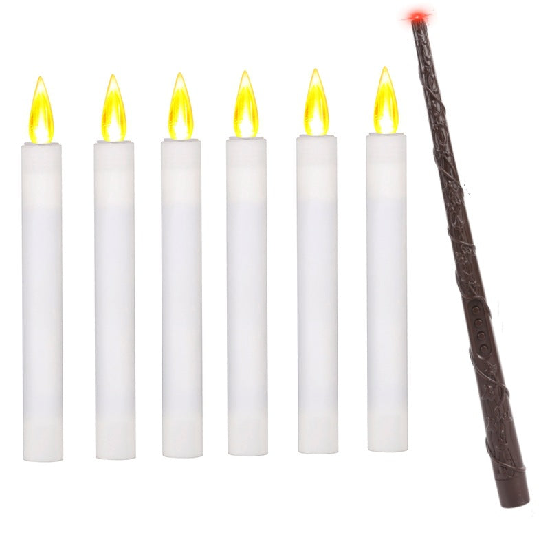 Quntis Halloween Decorations - Floating Candles with Wand - 12 Pcs Magic Flickering Warm Light Flameless Floating LED Candle Decor