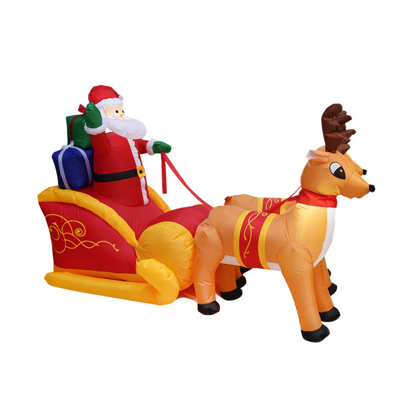 Decoración Inflable de Navidad para el Jardín – Santa con Trineo Tirado por Dos Renos