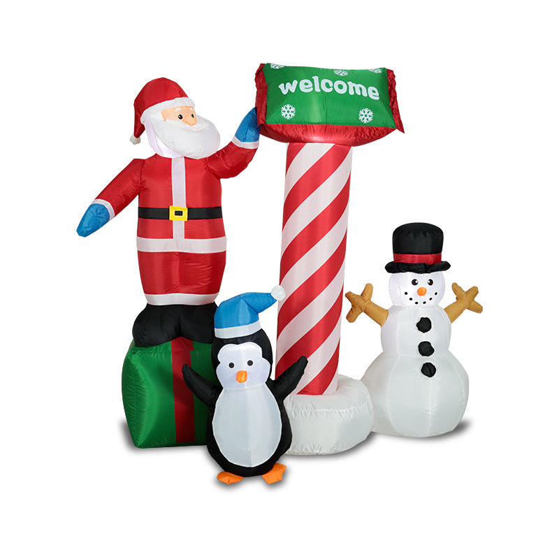 5FT Aufblasbare Weihnachtsdekoration – Weihnachtsmann mit Geschenken, Pinguin und Schneemann