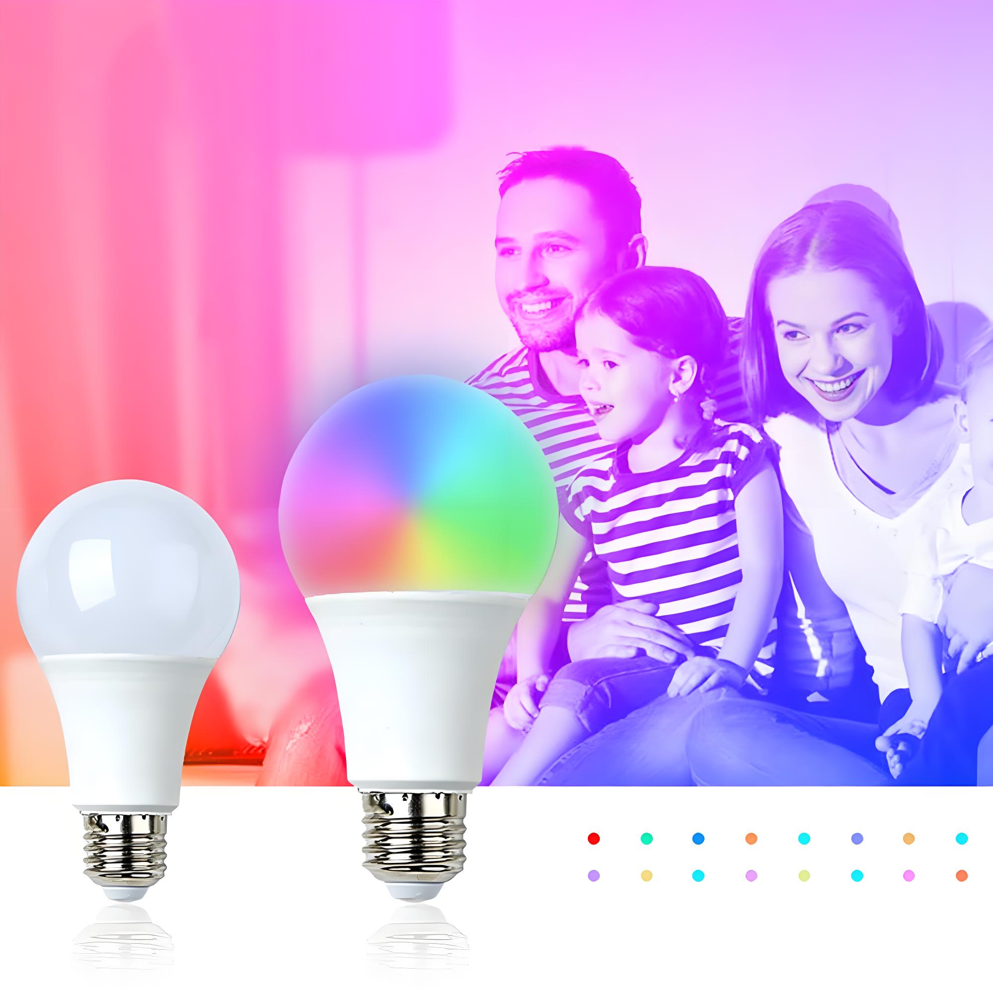 E27 RGB LED Bulb (1Pack)– Color-Changing Smart Light with Remote, Energy-Saving Ambient Globe Lamp (Plastic & Aluminum Housing)
