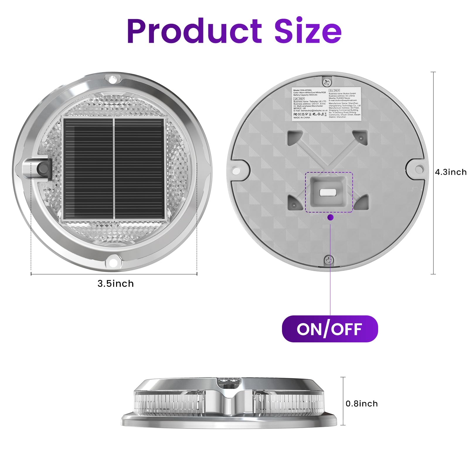 Quntis RGB Solar Deck Lights für Weihnachten, 11 Beleuchtungsmodi Solar Auffahrtslichter Außen wasserdicht IP68, Solar Stufenlichter für außen, Solar betriebene Decklichter für Treppen, Gehwege 4er Pack