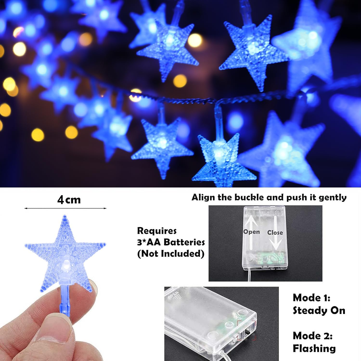 ソーラークリスマスストリングライト屋外用、ソーラー駆動の星型ストリングライト、クリスマスガーデン装飾用の8モード防水