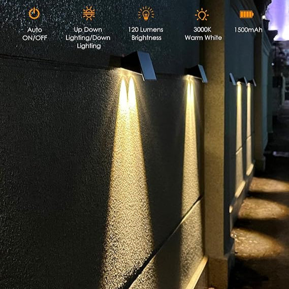 Solar Fence Lights, Solar Powered Warm White & RGB, Up & Down Solar Wall Lights