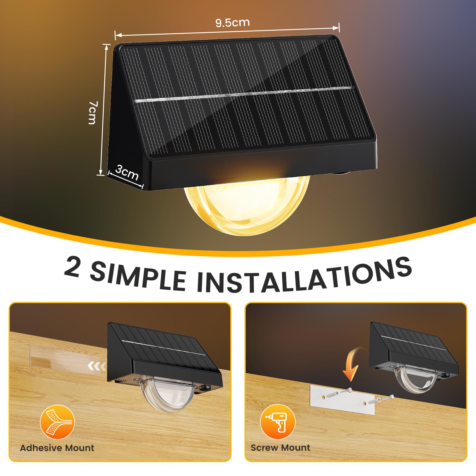 Quntis RGBWW Solar Step Lights, 10 Color Mode IP65 Waterproof Professional Lighting for Outdoor Stairs and Steps
